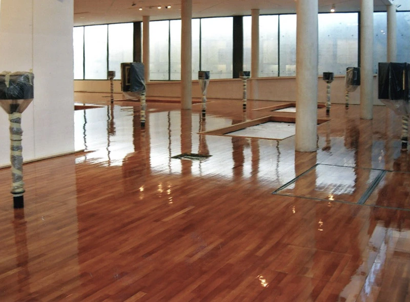 Intérieur résidentiel avec plancher en bois franc fraîchement installé