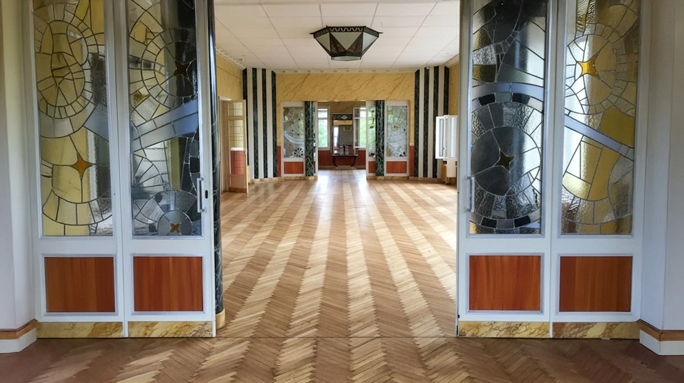 Vintage a utilisé du parquet en planches de chêne avec motif géométrique carré