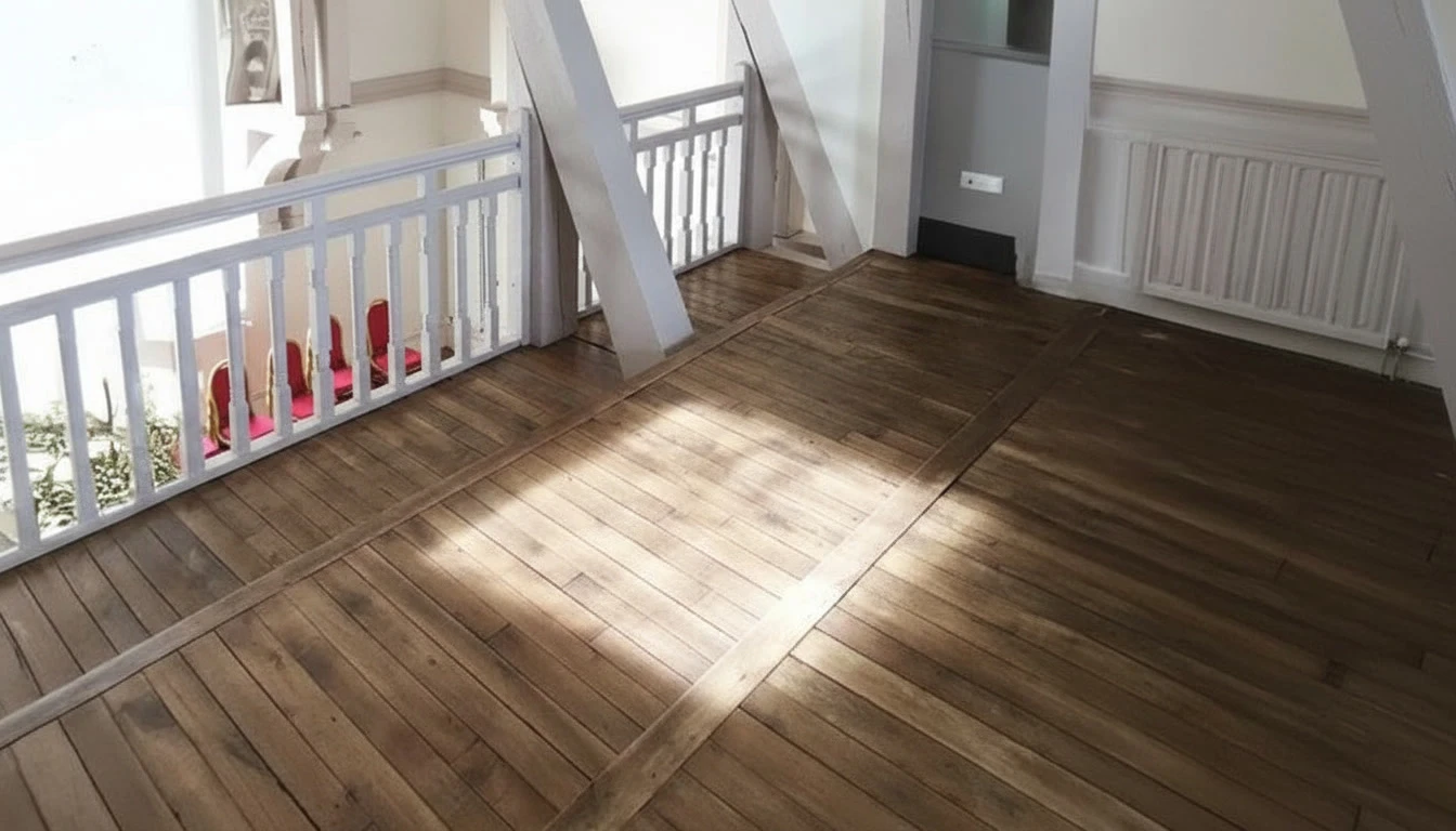 Gros plan sur une planche à découper en bois naturel présentant de nombreuses rayures et marques d'usage typiques d'un environnement professionnel de cuisine